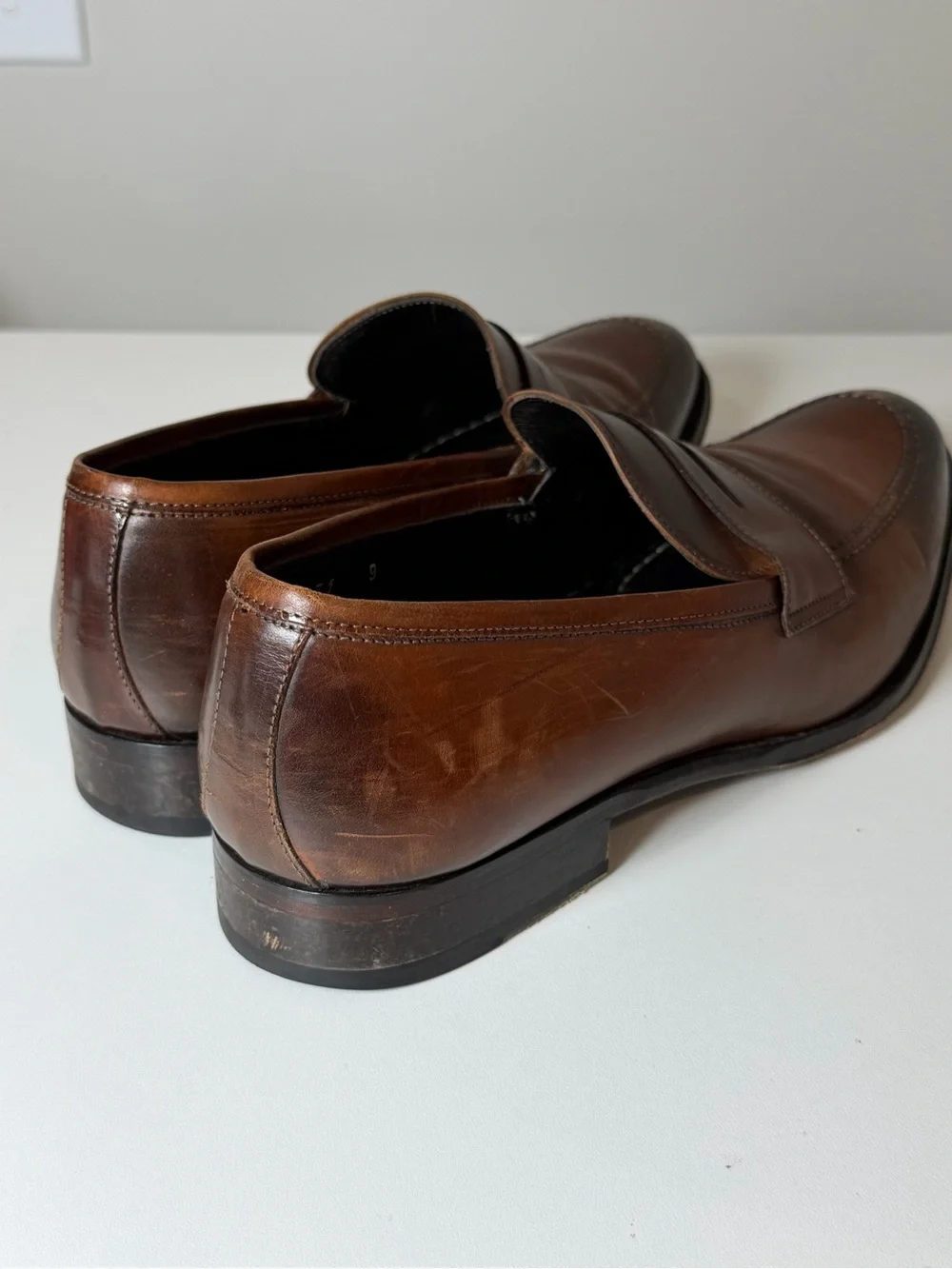 To Boot New York Size 9 Men's Antique Brown Genuine Leather Penny Loafers